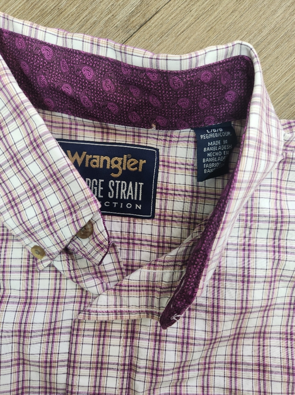 Wrangler George Strait Collection Plum Plaid Western Shirt - Flip Cuffs - Size L